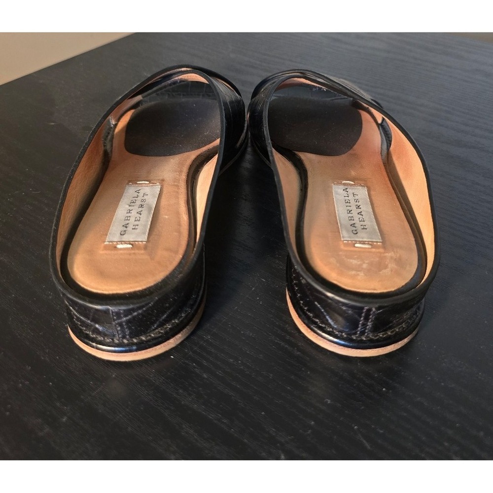 Gabriela Hearst Ellington Croc-Effect Slides black leather - Picture 3 of 8
